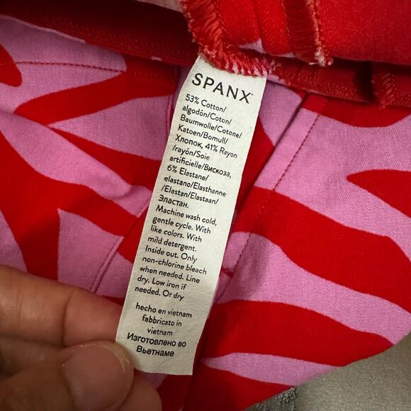 SPANX Polished On the Go Print 5" Shorts in True Red Zebra Stripe - Picture 9 of 11